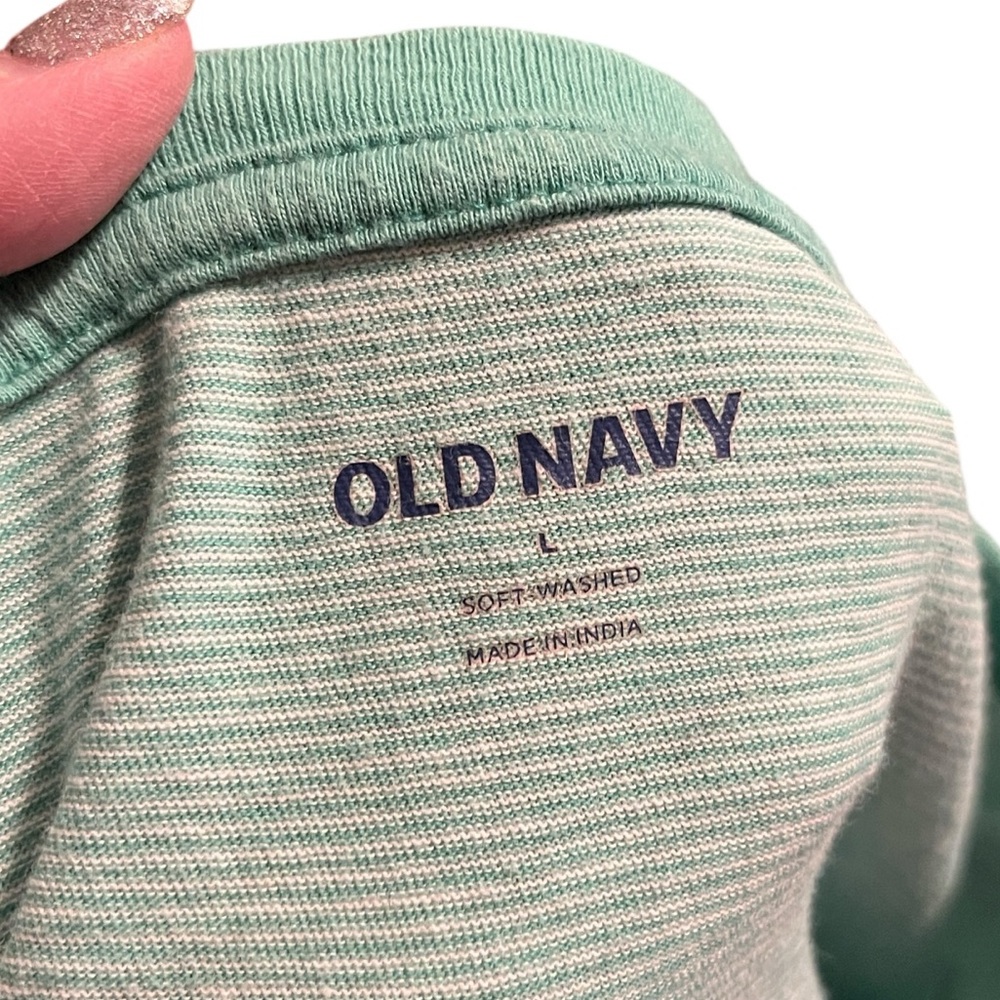 Old Navy Mint Green & White Striped Tee - Picture 6 of 7